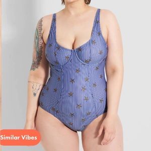 NWOT ModCloth Brandy Underwire One Piece Swimsuit 2X Plus Starfish Stripes